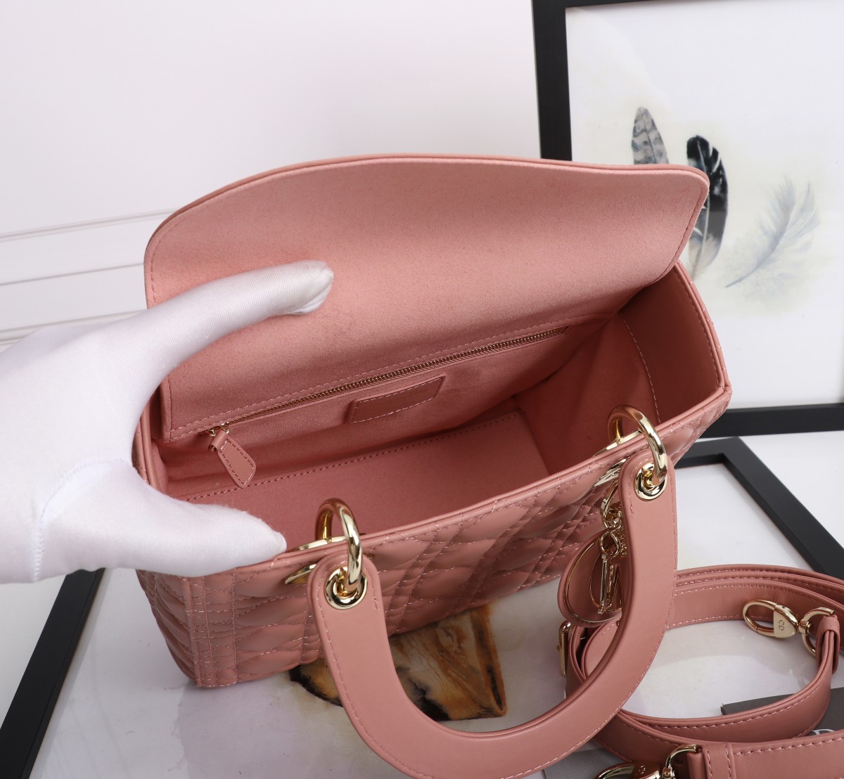 Medium Lady Dior Bag Pink Cannage Lambskin